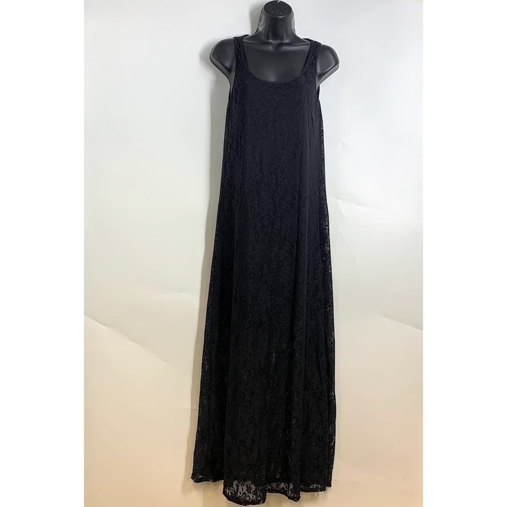 Tommy Bahama Black‎ Lace Maxi Dress Tank Sleeveless Sheer Swim Cover Up Size XS